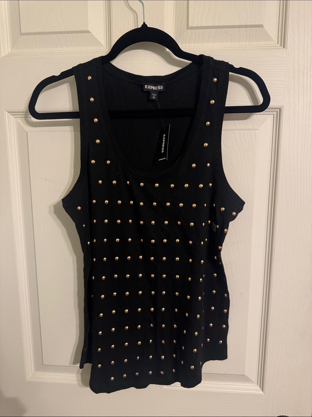 Express Black Tank Top with Gold Studs